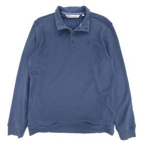 TRAVIS MATHEW Henley Pullover Rib Fleece Golf Sweatshirt Navy Large Quiet Luxury